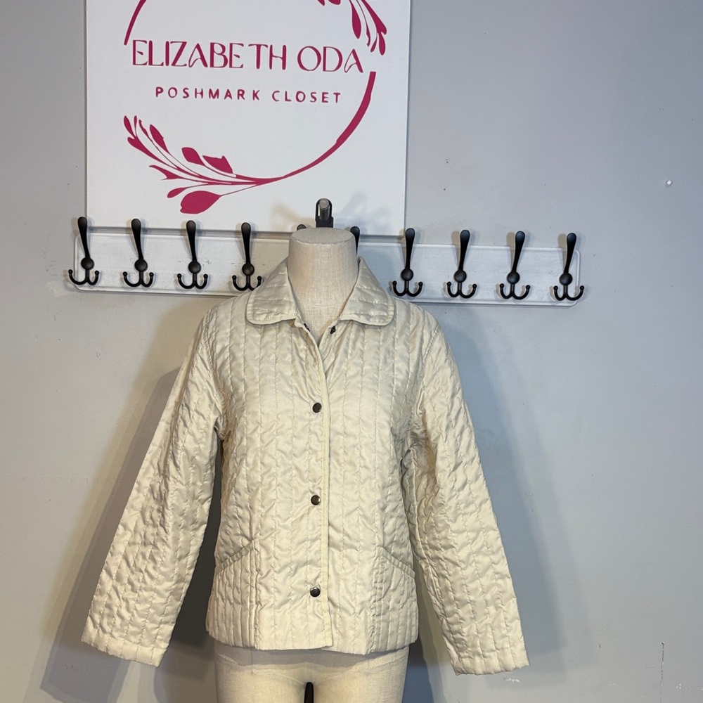 Geoffrey Beene Vintage Cream Quilted Jacket size Large